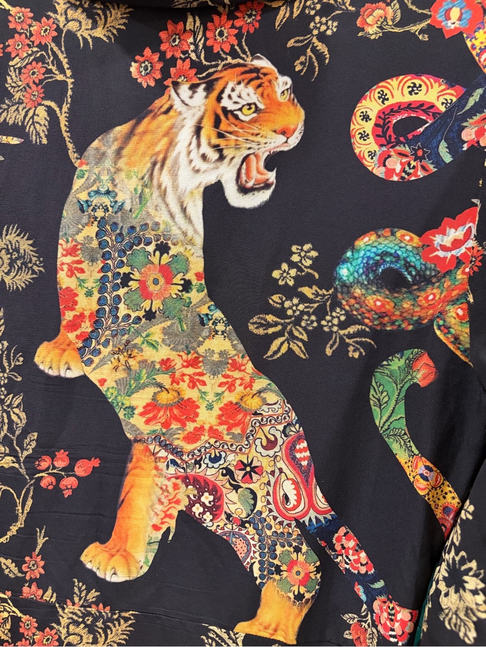 Etro Black Floral Tiger Print Mini Dress - Picture 6 of 6